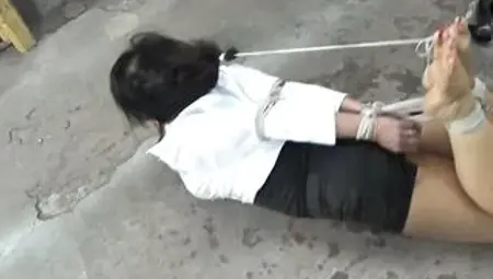 Kinky aged brunette hair gets greatly aroused when hogtied and gagged, 'coz it feels so priceless