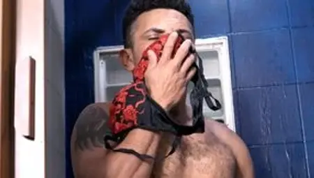 Stepmother was excited to see that her stepson sniffed her panties in the bathroom!