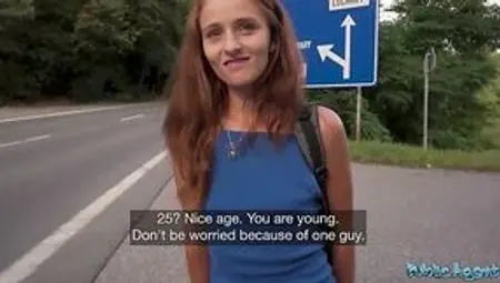 Redhead Hitchhiker Can't Get Enough of Public Agent's Big Fucking Dick