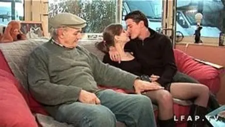 French granny ravished & coated in seminal fluid in a group freak fest