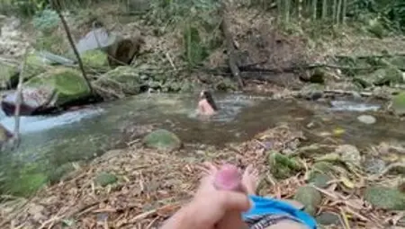 Stepsister Showers in the River, While Watching Her I Masturbate Until I End up Fucking Her Delicious Ass