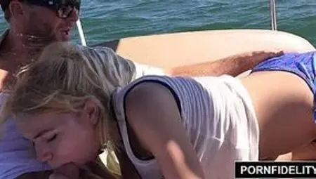 Boat ride with Alina West ends in anal creampie