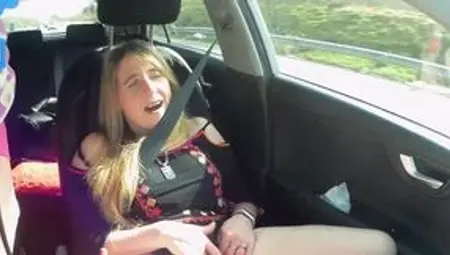 Beenie B&#039;s pussy play in car and outside strip British