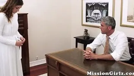 Mormon Elder Inspects and Fingers Hairy Pussy