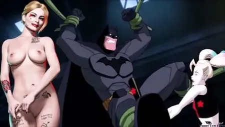 Poison Ivy & HARLEY QUINN ballbusting BATMAN, Bat Swing in the balls ANIME nutshot