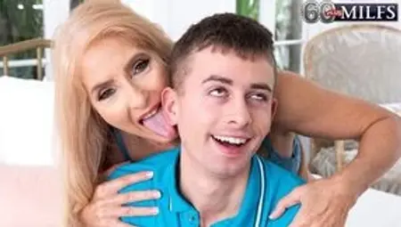Beautiful mature blonde Chery Leigh rides on a hard loaded cock
