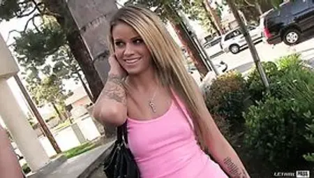 Naughty blonde girl gets picked up at the parking lot and fucked at home