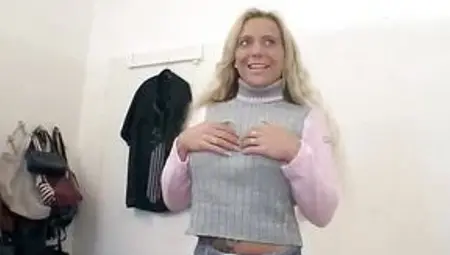 An Amazing Body Blonde From Germany Can't Fit This Monster Cock in Her Muff