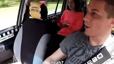 Slender teen brunette hair is having steamy sex with a taxi driver, to pay for the ride