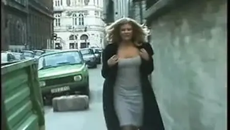 Three big dick guys fuck all the tight holes on this blonde whore at same time