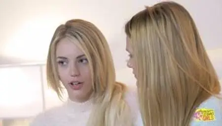 One Lesbian Friend Is Using a Sex Toy and Licking the Other Ones Pink Taco