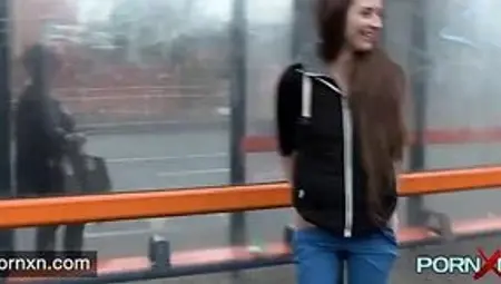 Skinny British Slut Leyla Flashes in Public