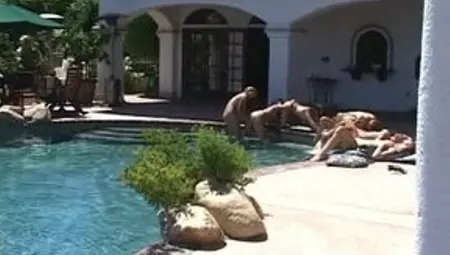 Pool party girl banged