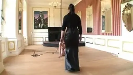 Hot domina makes men eat pussy and get fucked by strap on