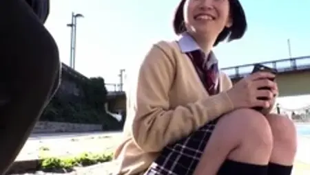 Petite Japanese teen in black maid uniform creampied in bed