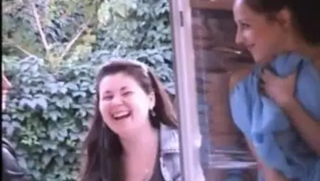 Girl naked jacking off in window while people pass by