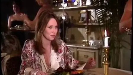Hot brunette with great body is fucked from behind on dining table in restaurant