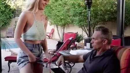 Excited Stepdaughter Megan Holly Bounces on Stepdaddy's Cock Poolside until This guy ...
