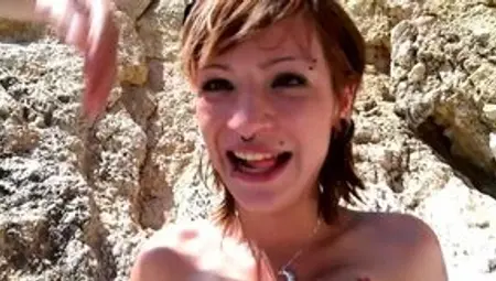 Fat Ass French Teen Happily Ride A Thick Cock In The Seashore