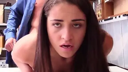 Arrogant teen thief anal fucked by a security guard