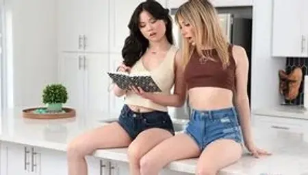 Skillful Demi and Lulu's double blowjob smut