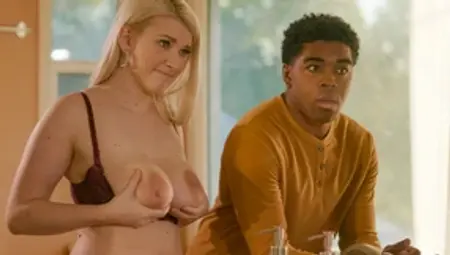 A black dude is fucking full-bosomed blonde Emily Wright