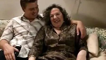 German granny Marianne in ebony stockings