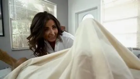 Sexy physical therapist sucks and fucks enormous cock