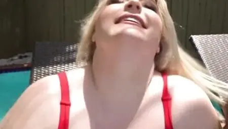 Breasty blond big beautiful woman, Stella Daniels is having steamy sex with a ebony dude, in the backyard