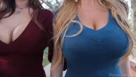 Big Tits Wife surprises Husband with some more Big Tits