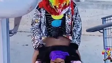 Ebony BBW Takes Doggystyle Pounding in Public Traffic Jam