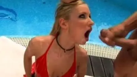 Cock lover Helena White receives a hot spray of cock juice