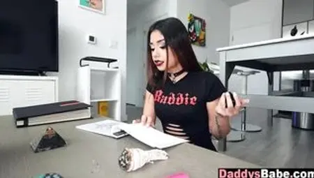 Goth barely legal fucks her own stepdad