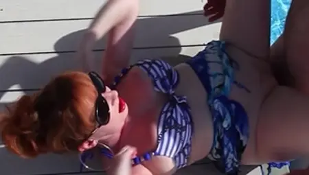 Red XXX - Fingering in the pool accompanied by wet mature