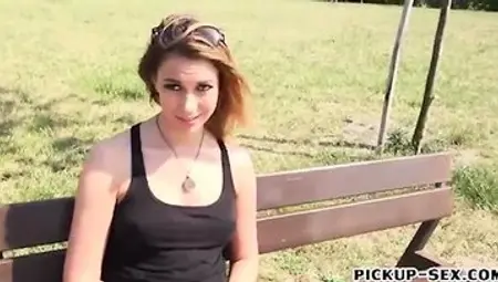 Czech babe Ani Blackfox pursuaded to get her kitty rammed by unknown person in the forest