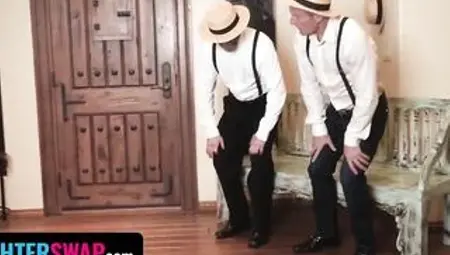 2 Amish Step Daughters Emma Starletto & Adrianna Jade Fulfill Their Wife Duty - DaughterSwap