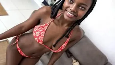 Shy Ebony Teen Sucks Producers Big White Cock At Fake Bikini Casting