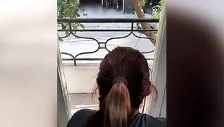 My neighbors fills my booty with semen into front of the window without caring that people passing by view
