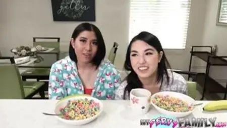 Bae oriental 3Some with Barely Legal Step Daughters for Christmas
