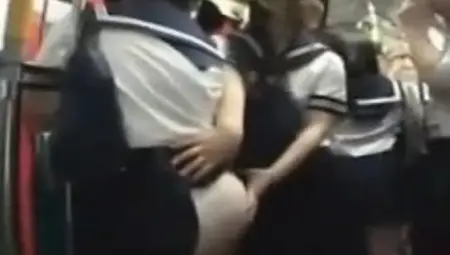 Asian teen Rin Suzune has group action in school uniform