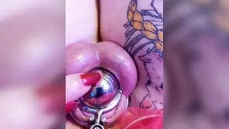 Chastity Femboy Vagina! Large Rod made into Petite Cunt and Permeated with Sounding Dong.