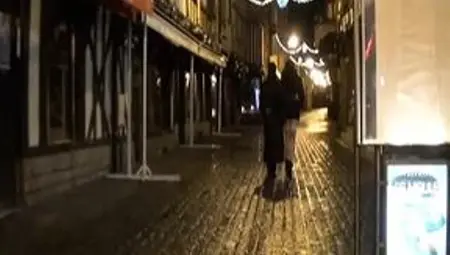 Attractive French doll fucks three dudes in the warehouse