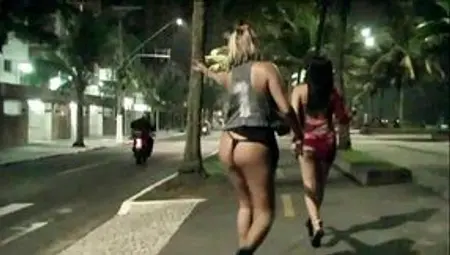 Twin Mischievous Girls Displaying Themselves on Street and Licking on Beach