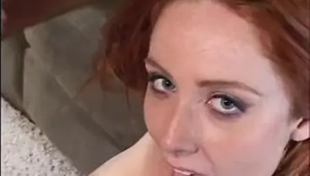 Redhead with milky white skin gets hard dick then gets creamed