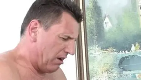 She's getting gangbanged and loving the cum-covered granny bang