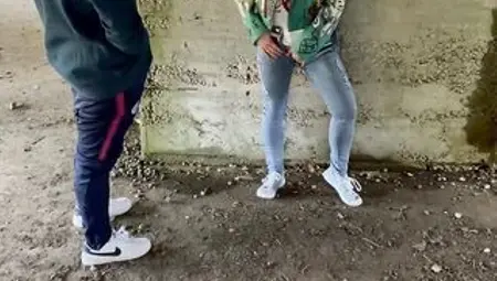 real amateur cutie has sex in public with a tagger, this chab cums on me
