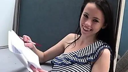 Quickie sex with petite teen at office