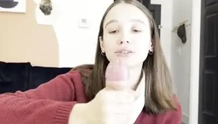 Sexy College Student gives me the best Handjob and gets huge Cumshot on Valentine's Day