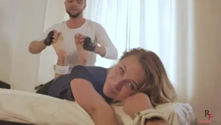 Beauty Sara First meeting - Hogtied tickling and biting toes