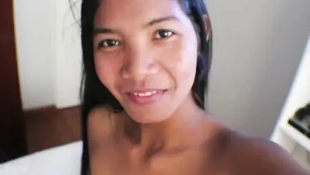 POV amateur Thai babe is stuffing her mouth with a giant white cock